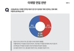 이재명 '민주당 대표 연임'…‘찬성’ 43.3% vs ‘반대’ 47.5% 팽팽