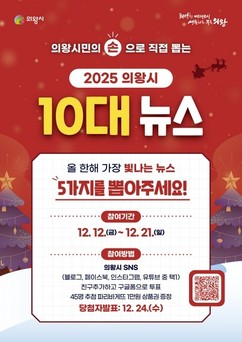 의왕시, 시민이 뽑는 ‘의왕시 10대 뉴스’…오는 21일까지 온라인 투표