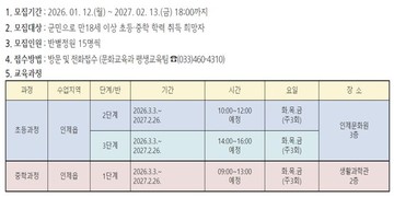 인제군 2026년 세종학교 수강생 모집