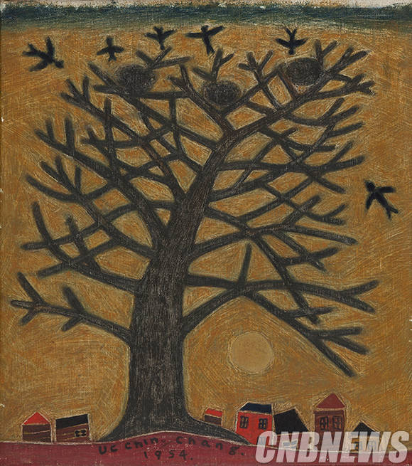 ‘거목’, 캔버스에 유채, 29x26.5cm, 1954. (제공=양주시립장욱진미술관)