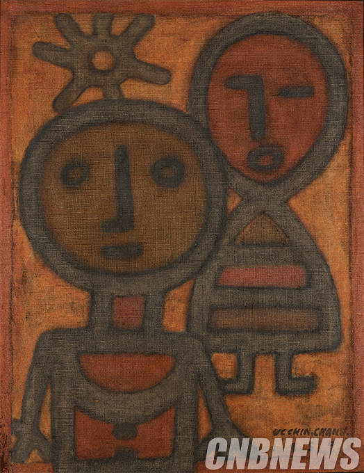 ‘두 얼굴(Two Figures)’, 캔버스에 유채, 35x28cm, 1959. 개인소장. (제공=양주시립장욱진미술관)
