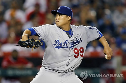 류현진이 8일 LA에인절스를 상대로 시즌 13승을 거뒀다 (사진=연합뉴스)