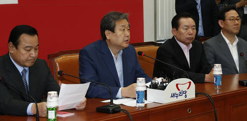 새누리당 김무성 대표가 25일 국회에서 열린 최고위원회의에서 모두 발언을 하고 있다. 사진=연합뉴스