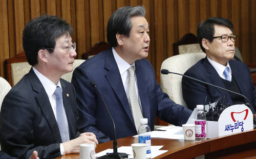 새누리당 김무성 대표가 6일 오전 국회에서 주요당직자회의에서 모두발언을 하고 있다.(사진=연합뉴스)