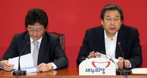 24일 오전 국회에서 열린 새누리당 최고중진연석회의에서 김무성 대표가 발언하고 있다. 사진=연합뉴스