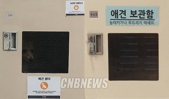 서울 시내에 위치한 이마트(사진 왼쪽)와 홈플러스의 애견보관함(사진=CNB)