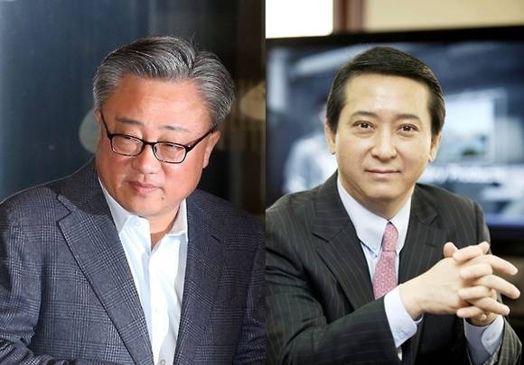 삼성전자 고동진 사장(왼쪽)과 LG유플러스 권영수 부회장. (사진=연합뉴스)