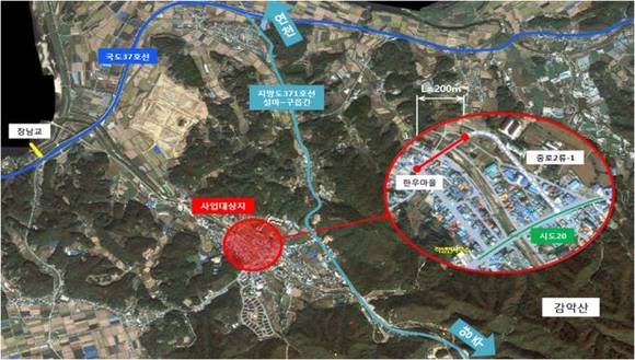 파주시 적성면 전통시장 우회도로 신설 구역(사진= 파주시)