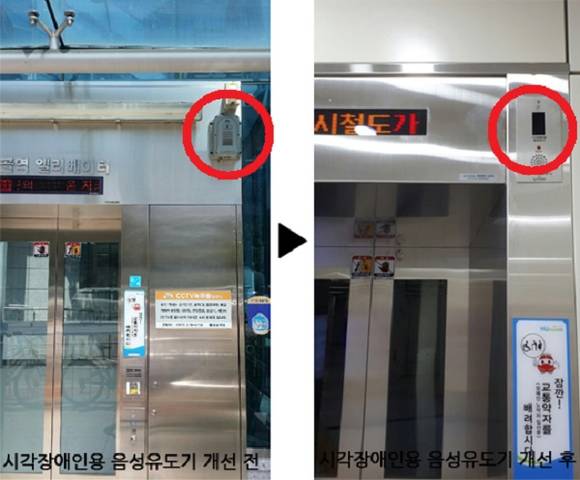 시각장애인용 음성유도기 설치 모습. (사진제공=부산시)
