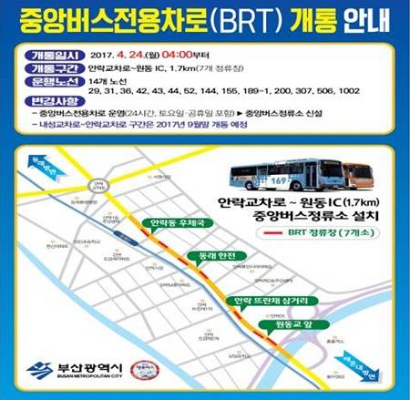 중앙버스전용차로(BRT) 개통 안내 포스터. (사진제공=부산시)