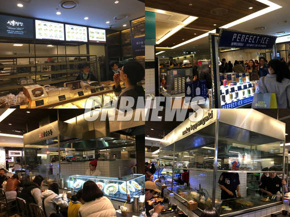 현대백화점 무역센터점 지하 1층 식품관에 들어서 있는 맛집들. (사진=김유림 기자)