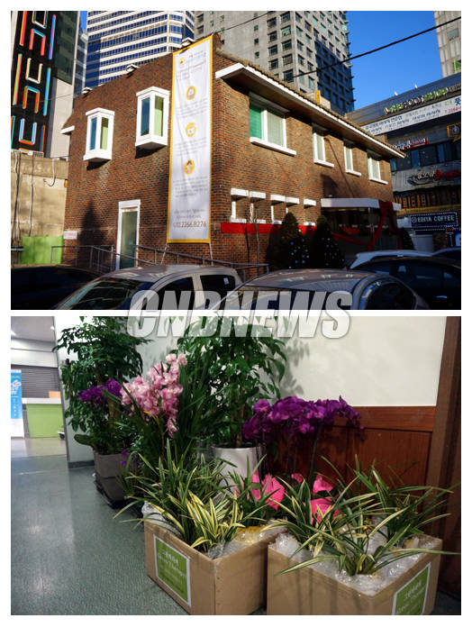 오후에는 국립중앙의료원을 방문, 22개의 축하화분과 난을 기부했다. 기부한 화분과 난은 환자들의 '그린테라피'에 활용되고 있다. 국립중앙의료원 해바라기센터(위)와 한전산업개발이 기부한 화분과 난(아래). (사진=손강훈 기자)