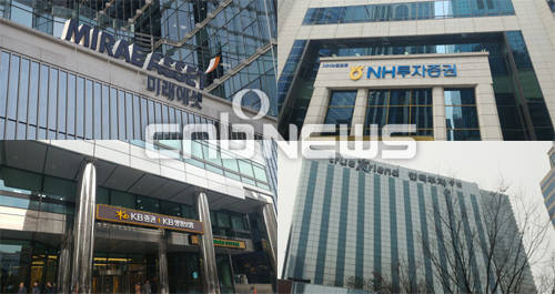 대형증권사들은 주식거래 수수료 중심의 수익구조를 바꾸기 위해 노력 중이다. (왼쪽 위부터 시계방향)미래에셋대우, NH투자증권, 한국투자증권, KB증권 본사 전경. (사진=손강훈 기자)