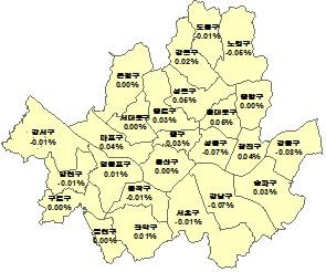 서울 구별 주간 아파트값 변동률. (사진=한국감정원)