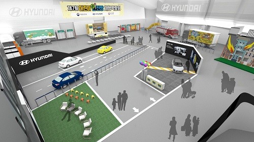 현대자동차 차세대 수소전기차 ‘넥쏘(NEXO)’의 ‘원격 스마트 주차보조 기능(RSPA)’ 체험 부스 조감도. (사진=현대자동차)