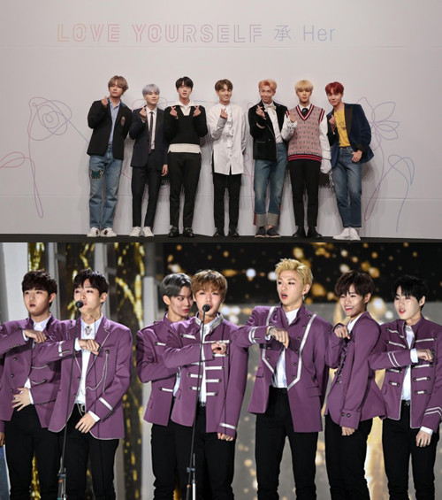 방탄소년단(사진 위)과 워너원. (연합뉴스 제공)