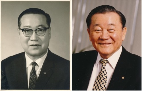 샘표 故 박규회 선대회장(왼쪽)과 故 박승복 2대 회장. 샘표가(家)는 3대째 북한을 돕고 있다. (사진=샘표)