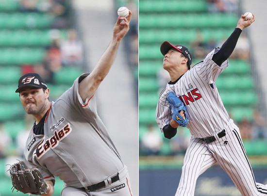 역투하는 휠러(왼쪽)와 차우찬 (사진=연합뉴스)