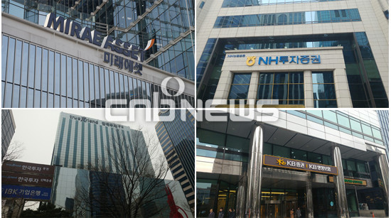 증권업계는 2분기 나쁘지 않은 실적을 기록했다. 다만 각종 악재로 인해 하반기 전망은 불투명 하다. (왼쪽 위부터 시계방향)미래에셋대우, NH투자증권, KB증권, 한국투자증권 본사 전경. (사진=손강훈 기자)
