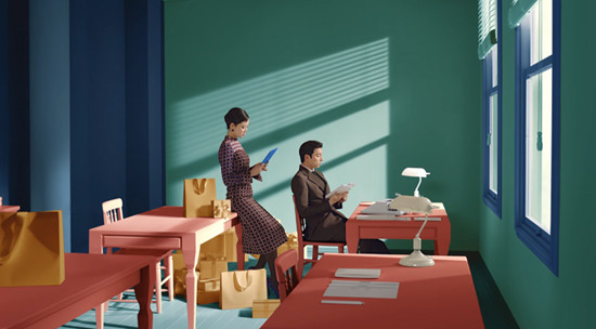 에드워드 호퍼의 그림을 오마주해 화제가 된 ssg닷컴 광고 영상(유튜브 캡처)