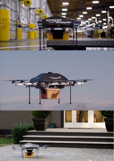 ‘드론’이 상품을 가정까지 전달하는 아마존의 ‘프라임에어’ 서비스(사진: 아마존)