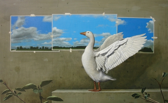 Dream of goose 80x130 oil acrylic 2009<br />